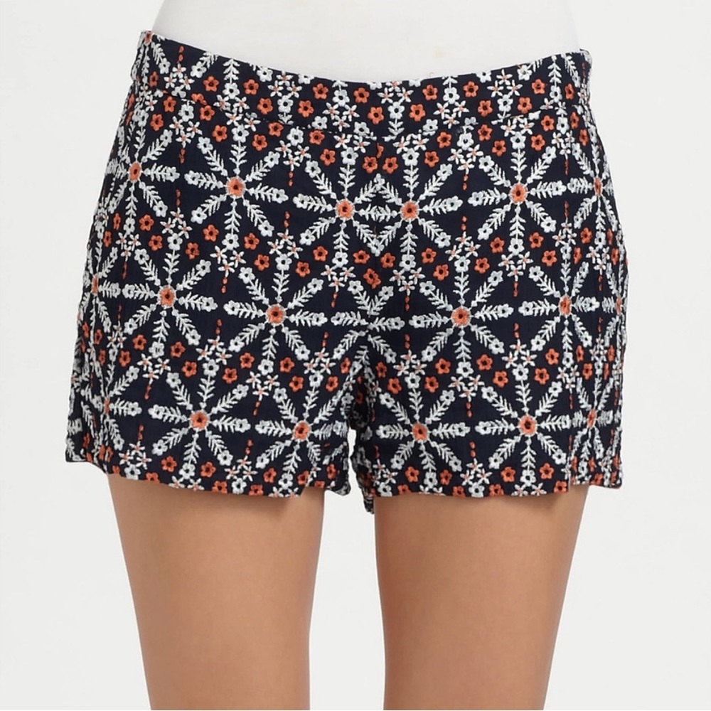 Joie Jacobella Floral Embroidered Navy Shorts Size 8